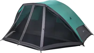 6 Person Camping Tent - Water-Resistant Cabin Style Outdoor Shelter with Built-in Screen Tent and Carrying Bag by Wakeman Outdoors
