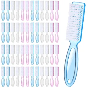 60 Pcs Nail Scrubber Brush Set, Fingernails Manicure Brushes Handle Grip Nail Dust Brush Pedicure Cleaning Brushes for Toes and Nails, 3 Colors