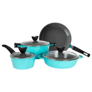7 Piece Cast Aluminum Ceramic Coated Nonstick Cookware Set, Induction Base