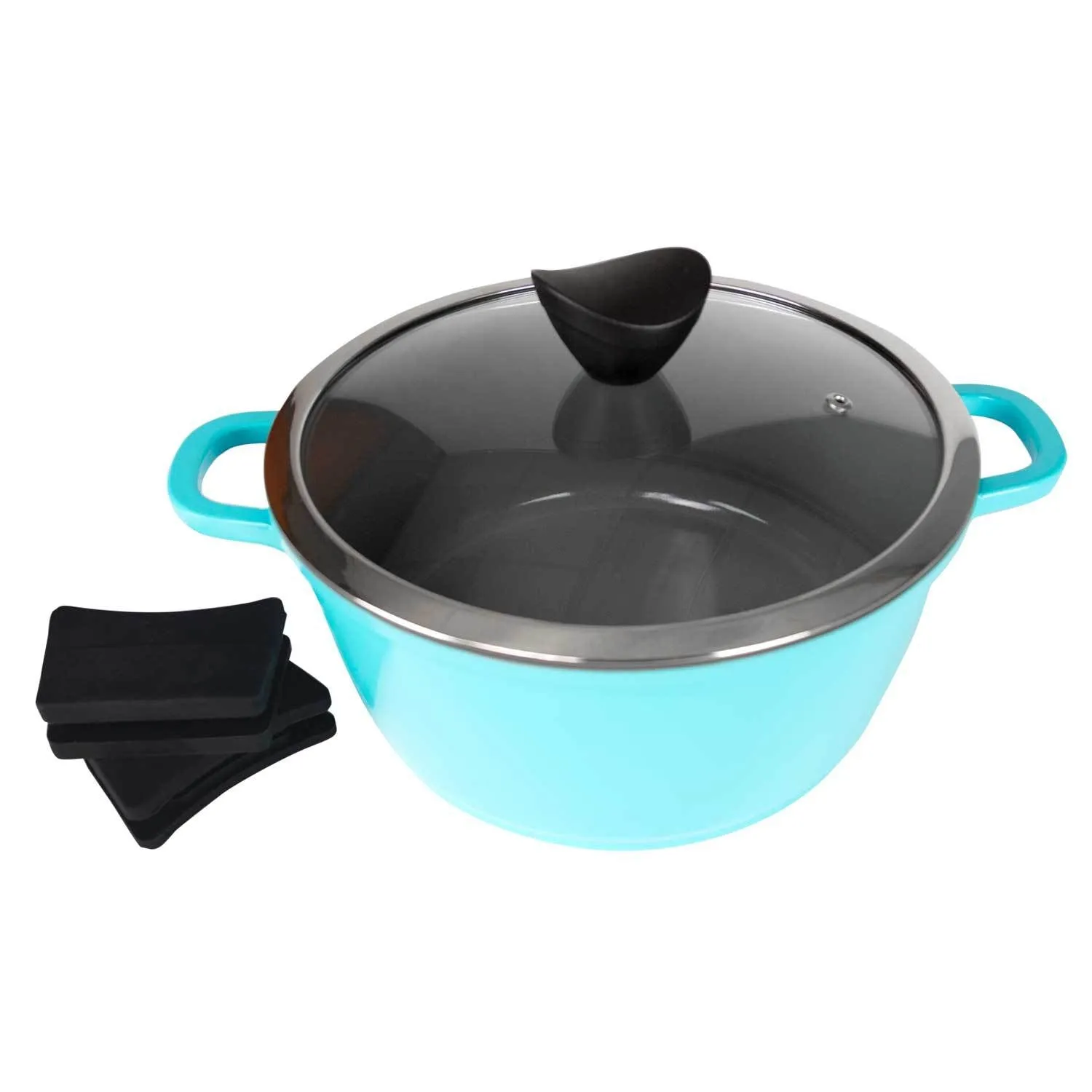 7 Piece Cast Aluminum Ceramic Coated Nonstick Cookware Set, Induction Base