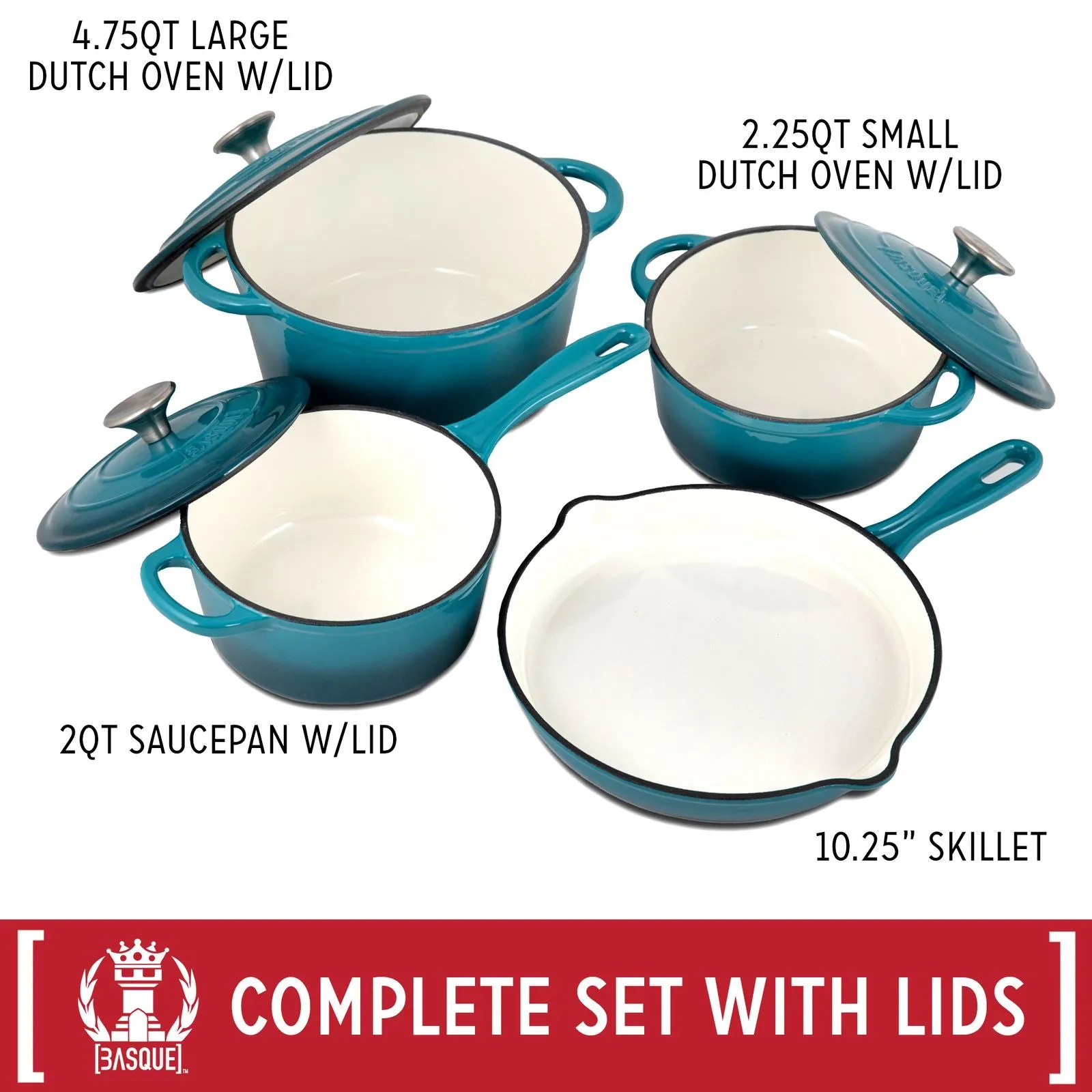 7-Piece Set: Basque Enameled Cast Iron Cookware Set
