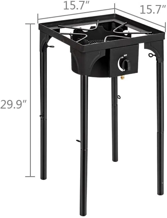 75000 BTU Portable Propane Gas Stove, High Pressure 1 Burner Gas Cooker with Cast Iron Head, Adjustable Firepower, Removable Legs, Outdoor Cooking Gas Stove for Camping, Fishing, Outdoor