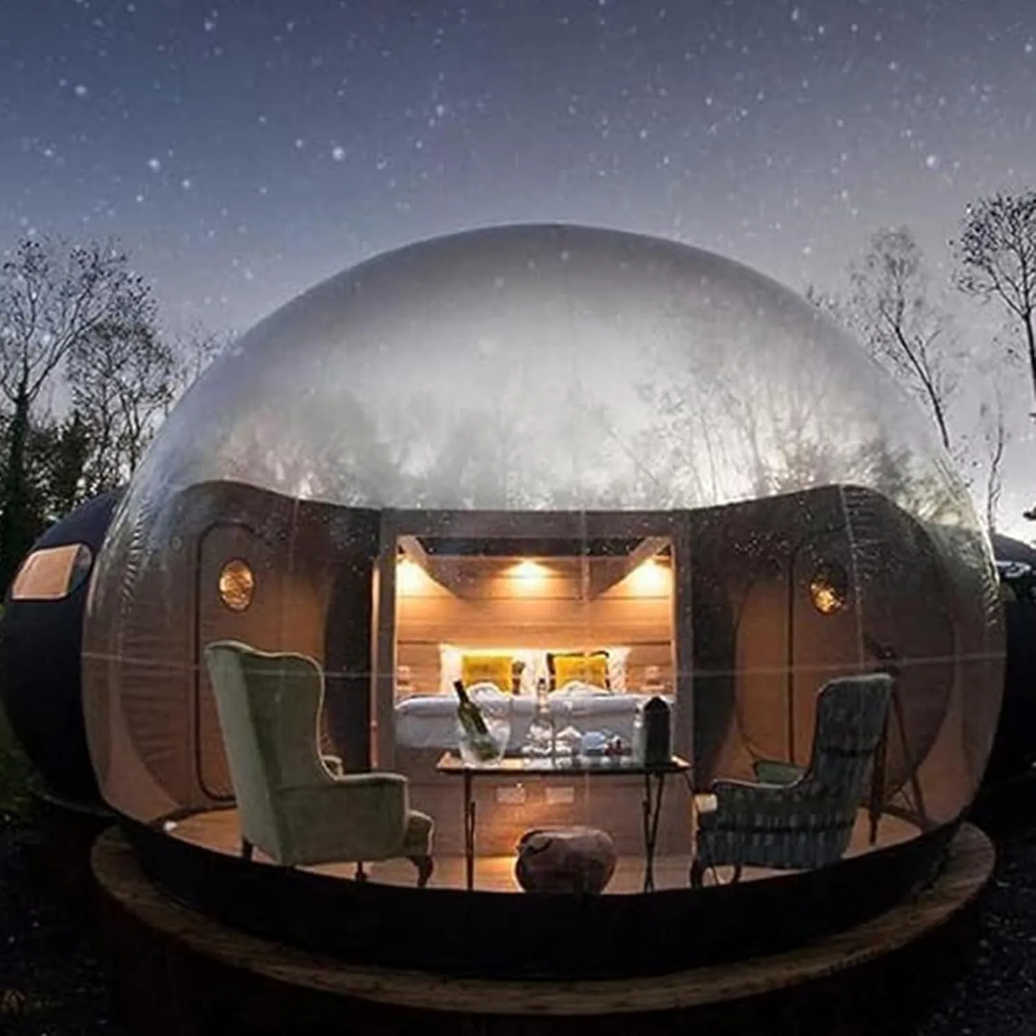 8Ft/13Ft Grade Outdoor Clear Dome Camping Cabin Bubble Tent, with Air Blower, for DIY Outdoor Family Backyard Camping Stargazing,110v-13ft