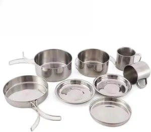 8pcs Camping Cookware Backpacking Gear,Non-Stick Camping Pots and Pans Set with 2 Cups,Kettle for Hiking,Backpacking and Outdoor Picnic