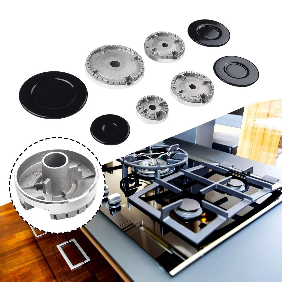8pcs Gas Stove Accessories Lid Cookware Cap for Kitchen Cooking Equipment Set