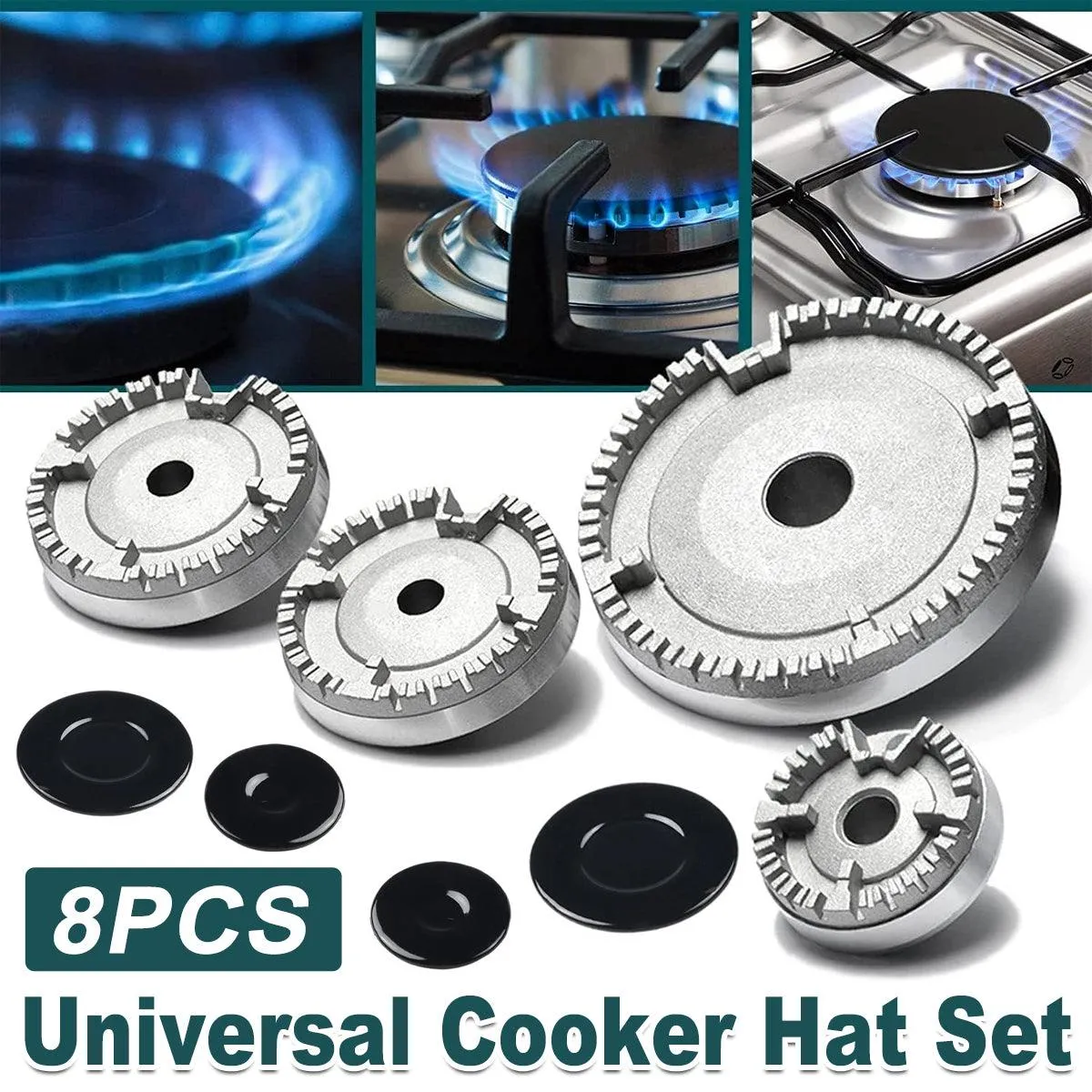 8pcs Gas Stove Accessories Lid Cookware Cap for Kitchen Cooking Equipment Set