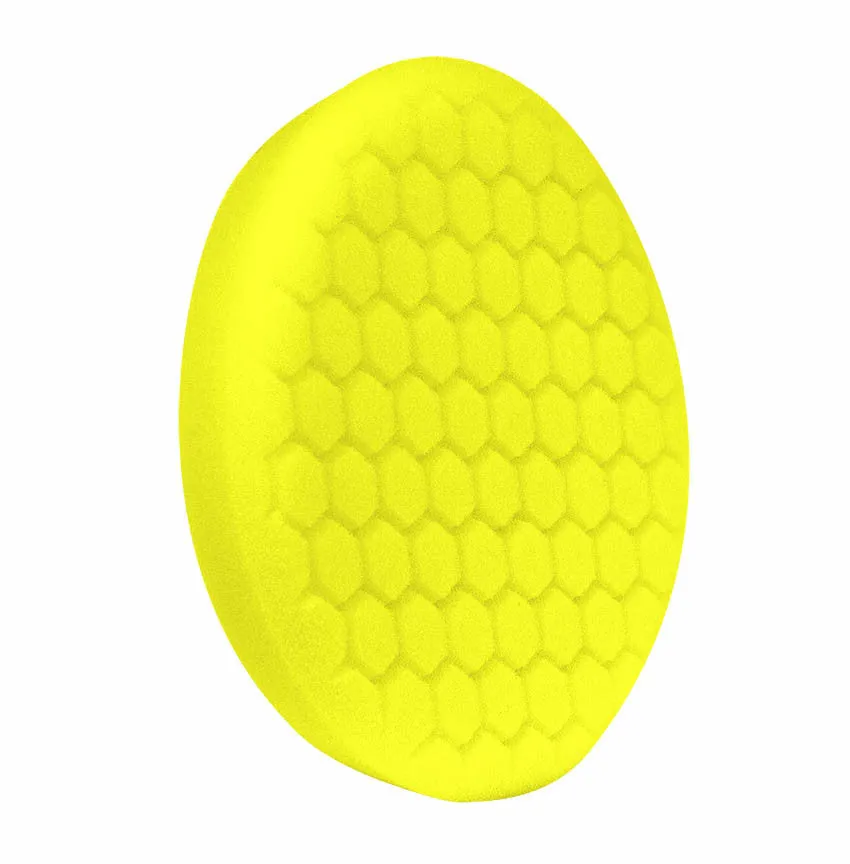 8" US Yellow Med. Cut/Polishing Hex Faced Foam Grip Pad™ with Center Ring Backing