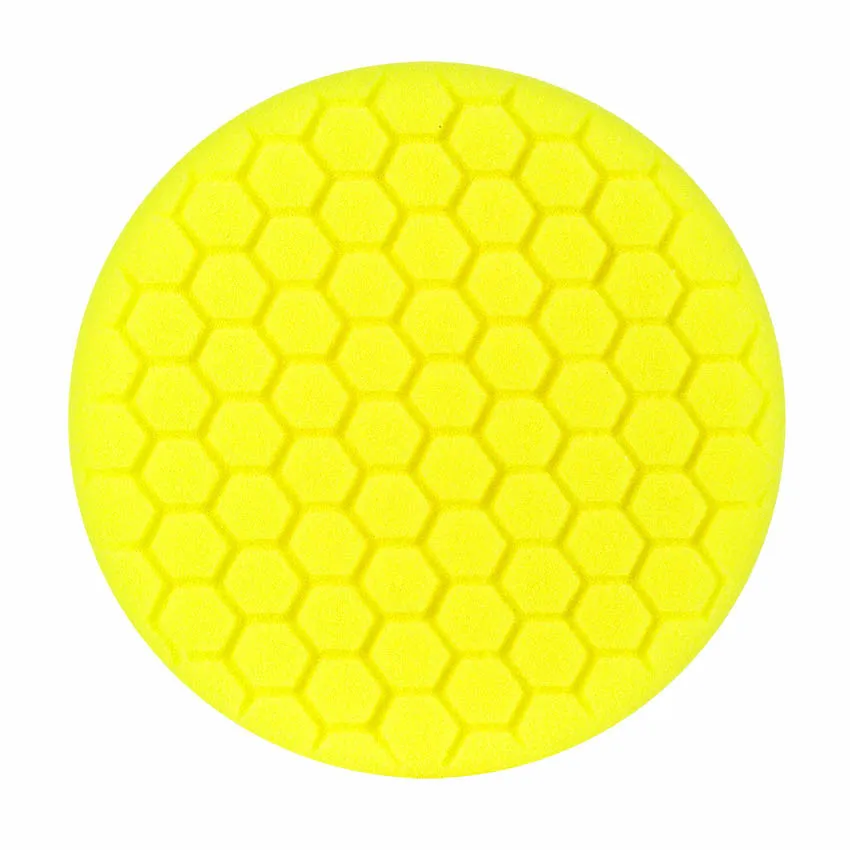 8" US Yellow Med. Cut/Polishing Hex Faced Foam Grip Pad™ with Center Ring Backing