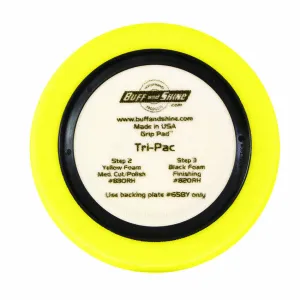 8" US Yellow Med. Cut/Polishing Hex Faced Foam Grip Pad™ with Center Ring Backing