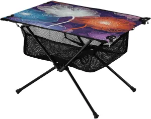 Abstract Line Flowers Portable Folding Camping Table, Compact Lightweight Beach Table with Carrying Bag for Outdoor Picnics, BBQs, Camp