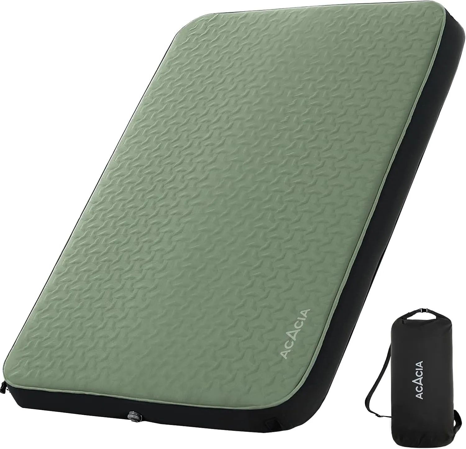 ACACIA 4.3" Thick Self Inflating Sleeping Pad with Foam | Innovative Y-Shaped Telescopic Structure | Ultraportable Camping Mattress | Outdoor Compact Air Mat for Tent Car Backpacking | Full, Green