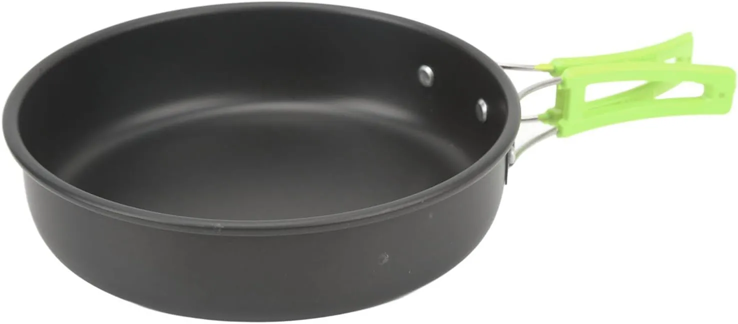 Acouto Portable Cam Cookware M Kit - Complete Outdoor Cookware Set with Pots, Pans, Teapot, Folding Fork, and Spoon for Backpacking and Cam S - Lightweight and Compact Design