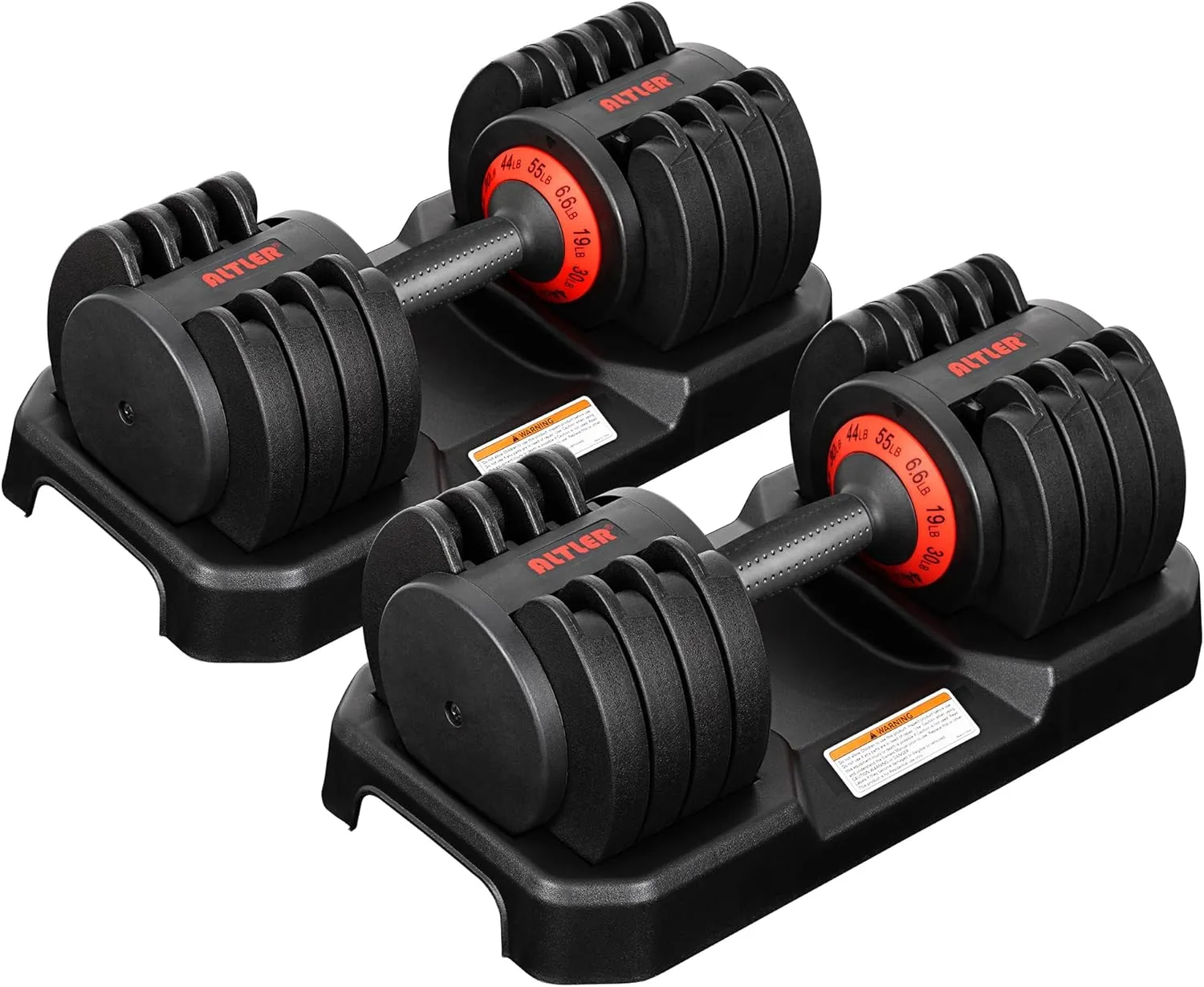 Adjustable 55LB Dumbbell Set With Tray for Workout Strength Training Fitness, Weight Dial With Anti-Slip Handle and Weight Plate for Home Exercise