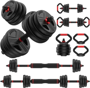 Adjustable dumbbell set,20/35/45/55/70/90lbs Free Weights set with upgraded nut, 4 in 1 Weight Set Used as Kettlebells, Barbell, Push up Stand, Fitness Exercise for Home Gym Suitable Men/Women