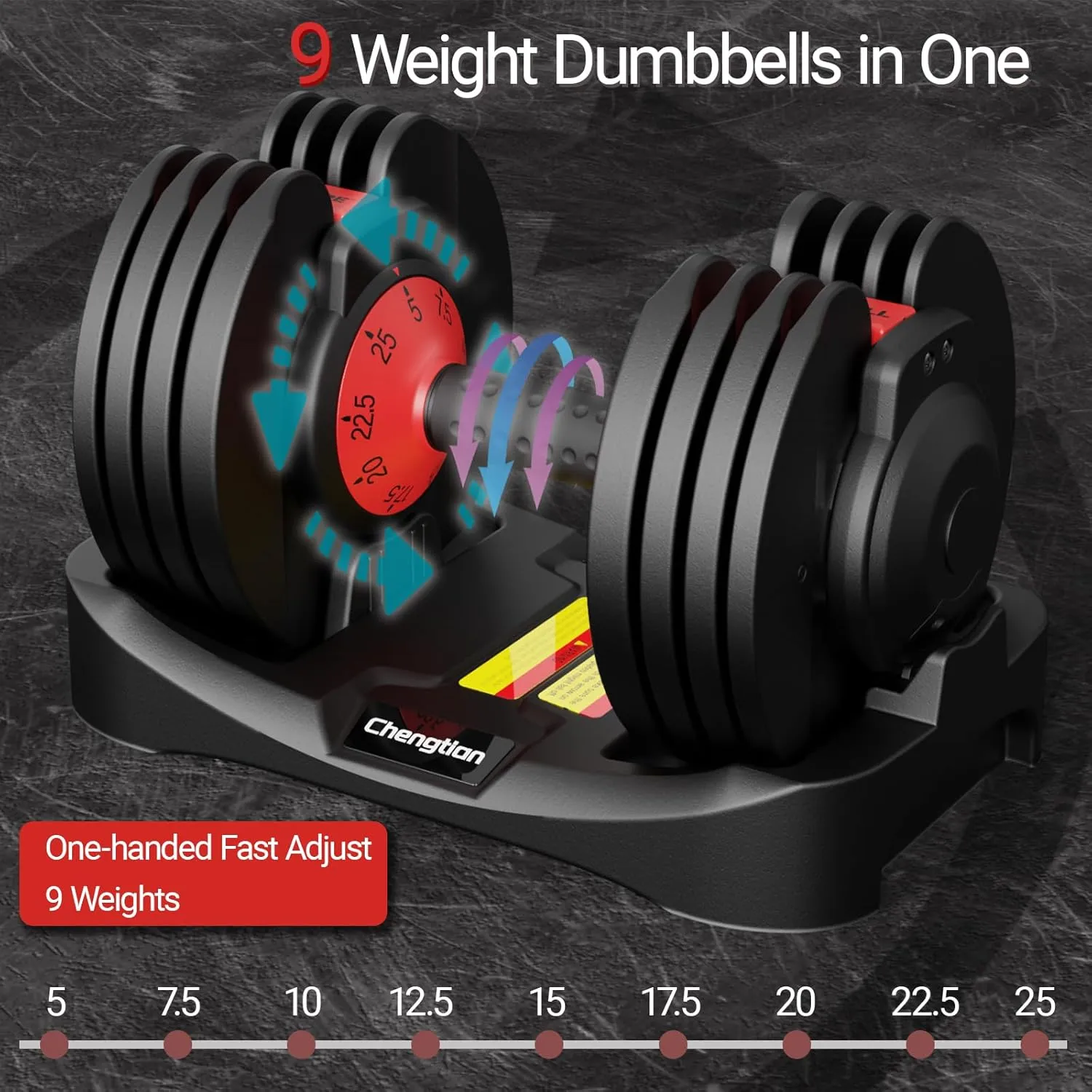 Adjustable Dumbbells 25/52.5 lbs, 9/15 in - Adjustable Weight Dumbbell Set for Full Body Exercise Training Fitness Workout in Home Gym