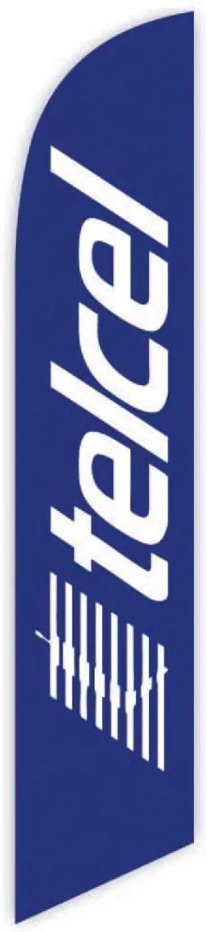 Advertising Feather Flag 12ft for Telcel (Blue) - Replacement Flag Only (Without Poleset)
