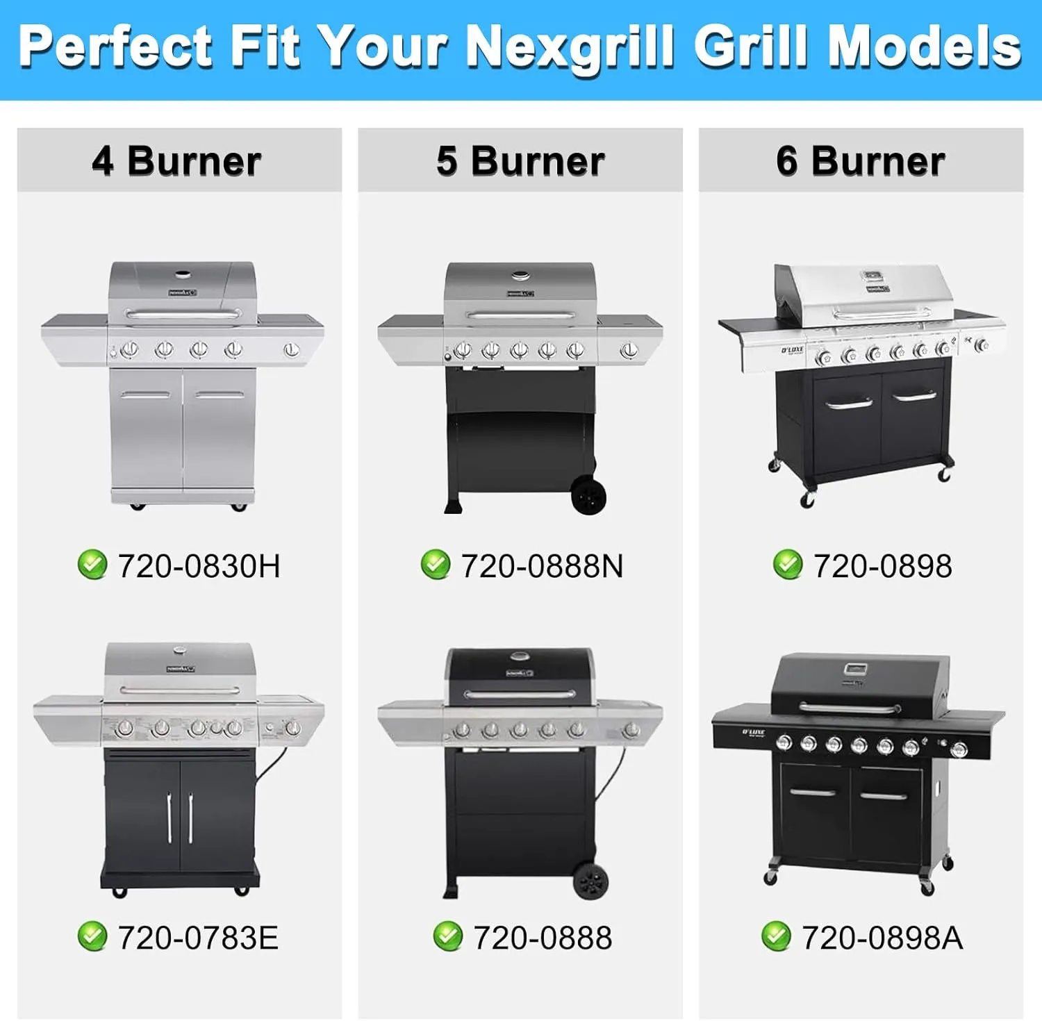 Adviace Replacement Parts for Nexgrill 720-0830H 720-0783E 720-0783EH, Grill Heat Plates & Burner Tubes & Igniter & Drip Pan Grease Tray for Home Depot Nexgrill 4 Burner 720-0830H