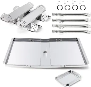 Adviace Replacement Parts for Nexgrill 720-0830H 720-0783E 720-0783EH, Grill Heat Plates & Burner Tubes & Igniter & Drip Pan Grease Tray for Home Depot Nexgrill 4 Burner 720-0830H