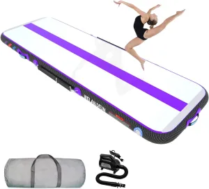 Air Mat Tumble Track 10ft/13ft/16ft/20ft Inflatable Gymnastics Tumbling Mat 4/6/8 inchs Thickness Mats for Home Use/Gym/Yoga/Training/Cheerleading/Outdoor/Beach/Park wih Electric Air Pump