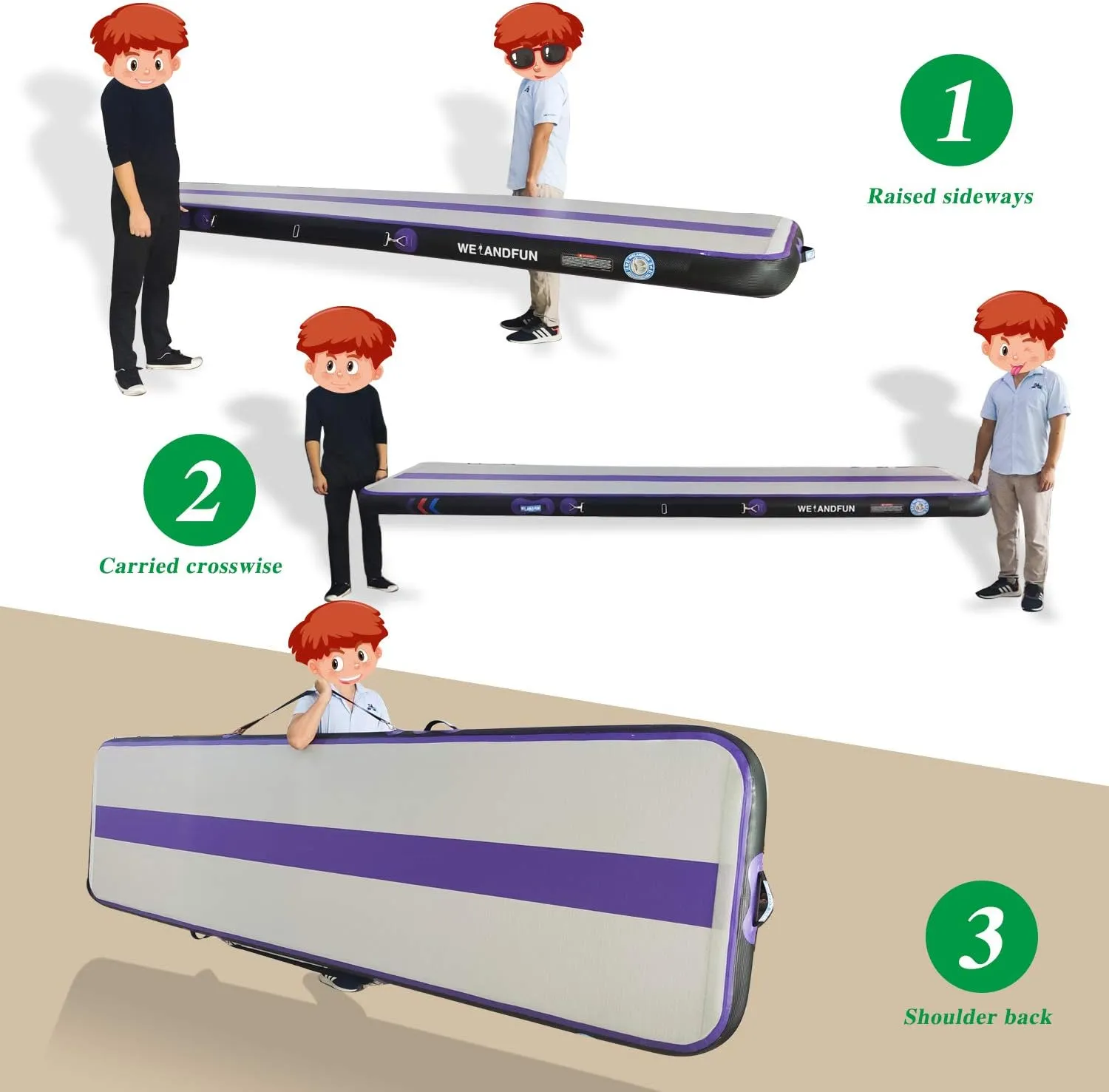 Air Mat Tumble Track 10ft/13ft/16ft/20ft Inflatable Gymnastics Tumbling Mat 4/6/8 inchs Thickness Mats for Home Use/Gym/Yoga/Training/Cheerleading/Outdoor/Beach/Park wih Electric Air Pump