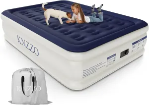 Air Mattress Full with Built-in Pump, Blow Up Mattress with Soft Flocked Top, Leakproof Inflatable Mattress, Foldable Waterproof Air Bed for Home, Guests, Camping, with Storage Bag