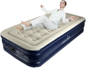 Air Mattresses with Built in Pump, Fast Inflation/Deflation Inflatable Mattress, Foldable Bed for Home, Camping & Guests, 15.8in Bed Height, 661lb Weight Capacity, Blue, Twin Size