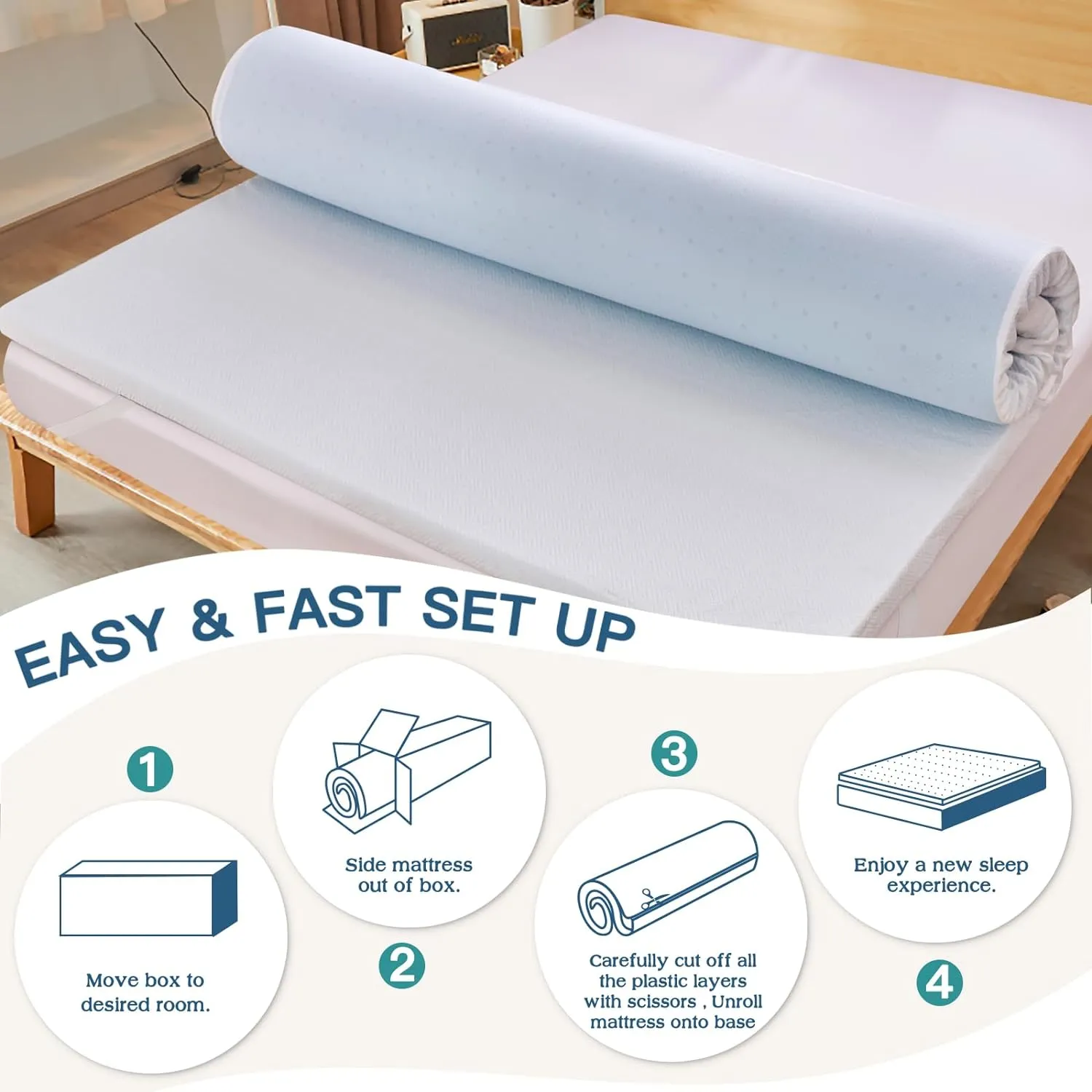 Airensky 3 Inch Memory Foam Mattress Topper,Cooling Gel Infused High Density Twin(39"x75") Topper with Removable Skin-Friendly Cover,Bed Topper for Pressure Relief Back Pain, CertiPUR-US Certified