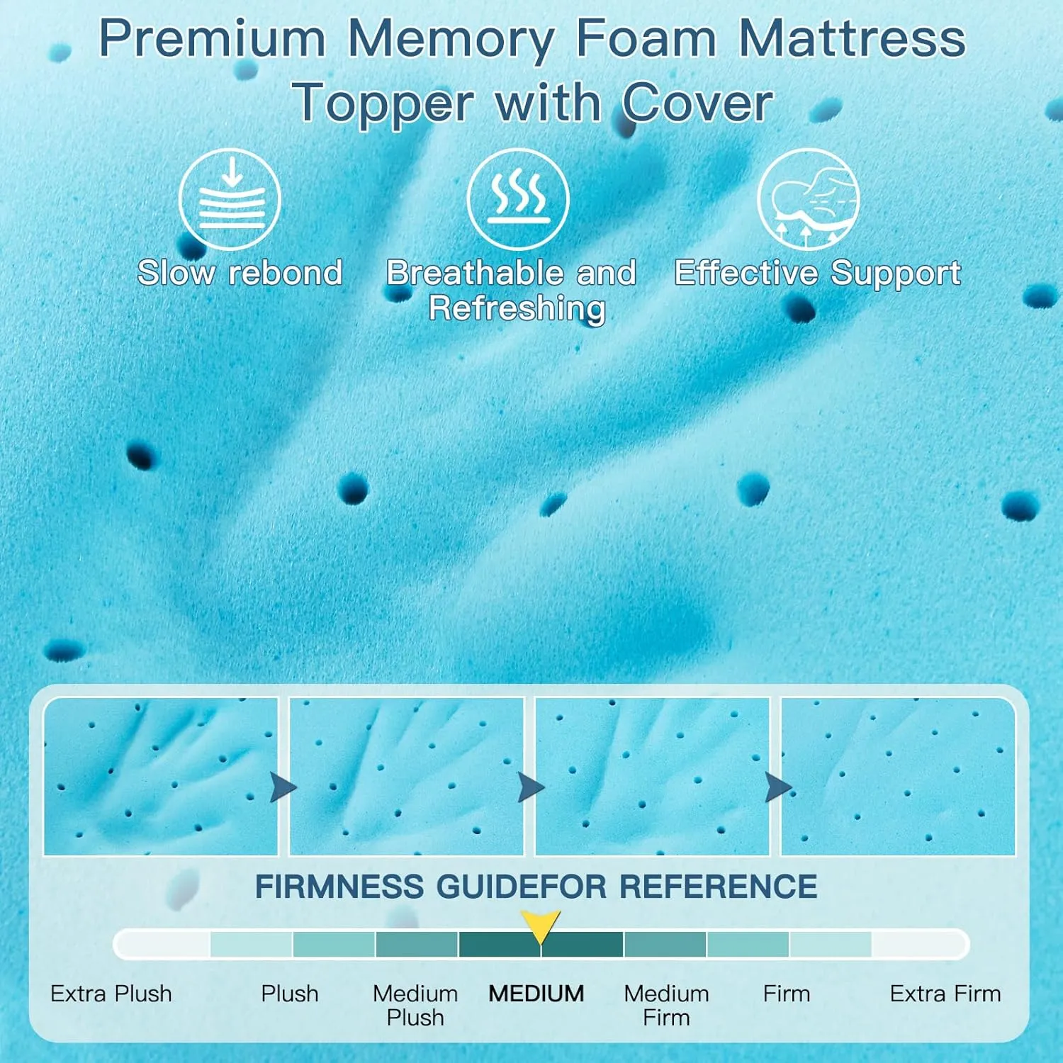 Airensky 3 Inch Memory Foam Mattress Topper,Cooling Gel Infused High Density Twin(39"x75") Topper with Removable Skin-Friendly Cover,Bed Topper for Pressure Relief Back Pain, CertiPUR-US Certified