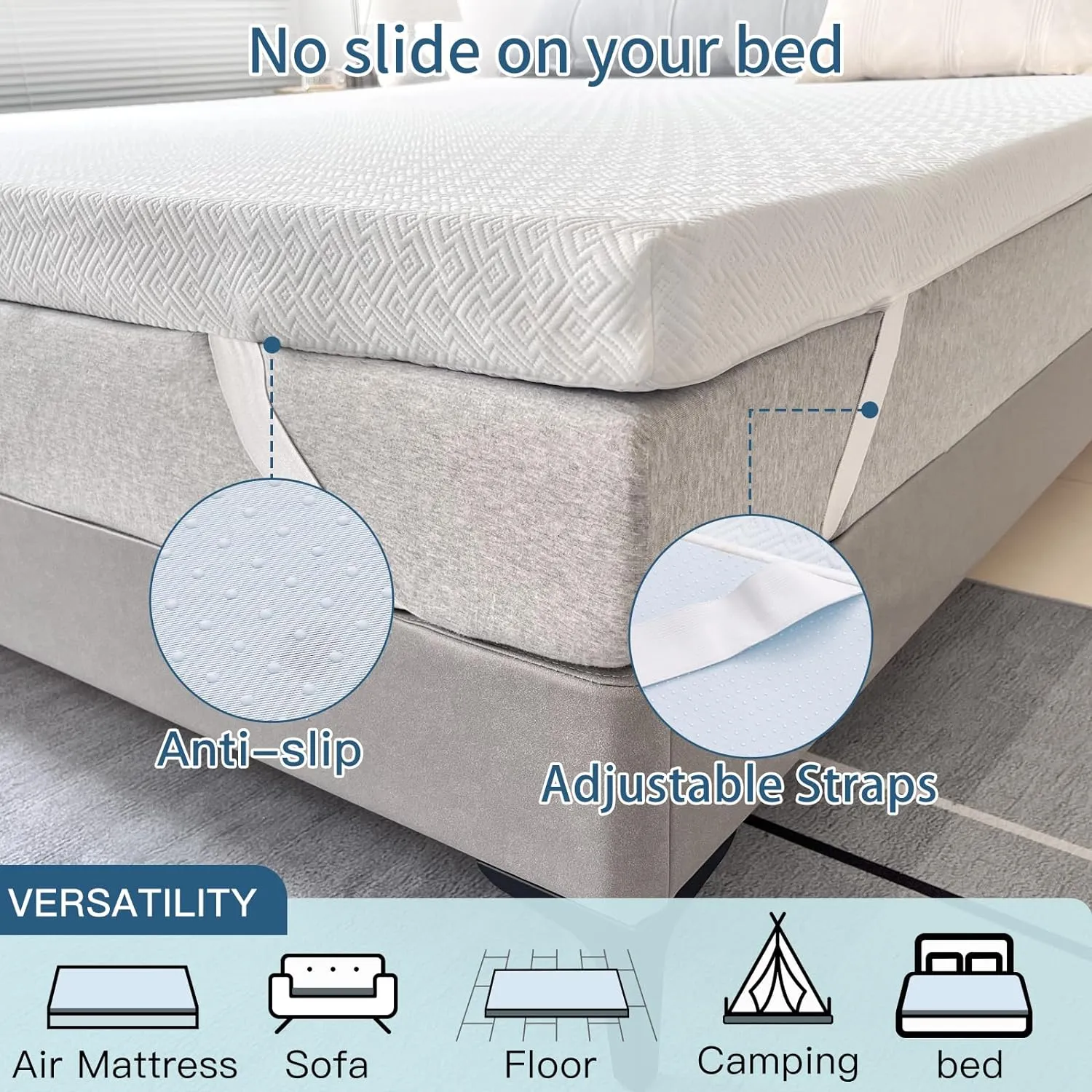 Airensky 3 Inch Memory Foam Mattress Topper,Cooling Gel Infused High Density Twin(39"x75") Topper with Removable Skin-Friendly Cover,Bed Topper for Pressure Relief Back Pain, CertiPUR-US Certified