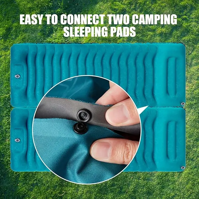 AKSOUL Sleeping Pad Ultra-Thick - Inflatable Sleep Mat, Lightweight & Compact 4.72 in Air Mattress with Pillow, Self-Inflating with Built-in Foot Pump for Traveling, Hiking, Camping (Blue)