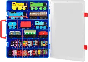 ALCYON Toy Storage Case - Compatible with Thomas & Friends MINIS Engines & Disney Doorables Collectible Mini Figures - Blue (Box Only)