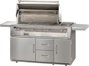 Alfresco Refrigerated Cart Grill with Side Burner (ALXE-56SZR-NG), Rotisserie, and Sear Zone, Natural Gas, 56-Inch