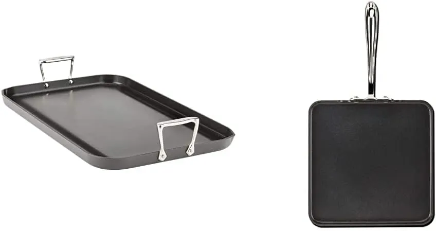 All-Clad HA1 Hard Anodized Nonstick Griddle 13 x 20 Inch Pots and Pans, Cookware Black & HA1 Hard Anodized Nonstick Griddle 11 x 11 Inch Pots and Pans, Cookware Black