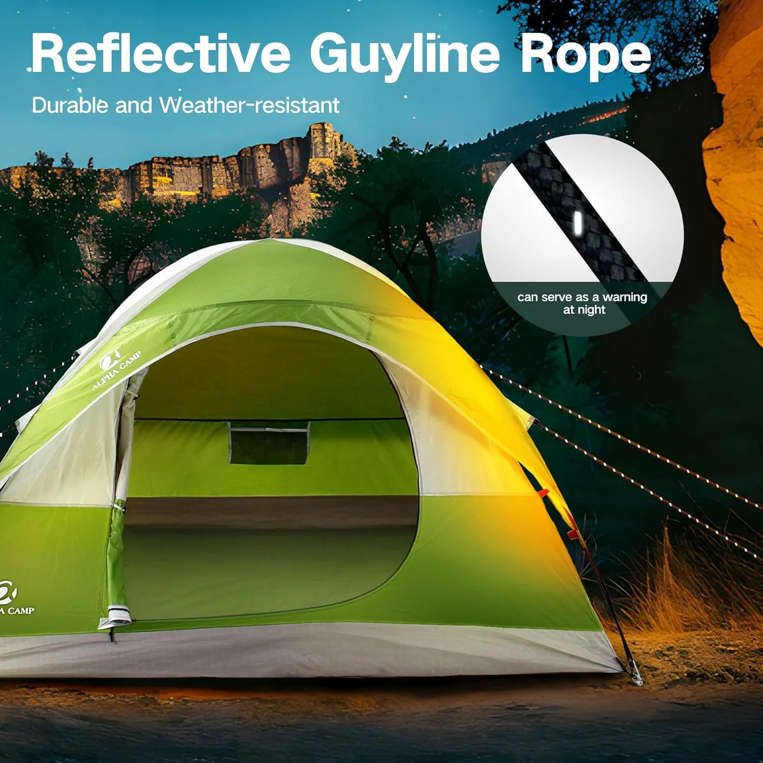 ALPHA CAMP 2/3/4 Person Camping Dome Tent with Rainfly, Lightweight Weatherproof Portable Backpacking Instant Tent, Easy Setup Tent for Outdoor Camping, Hiking, Mountaineering, Travel, Beach