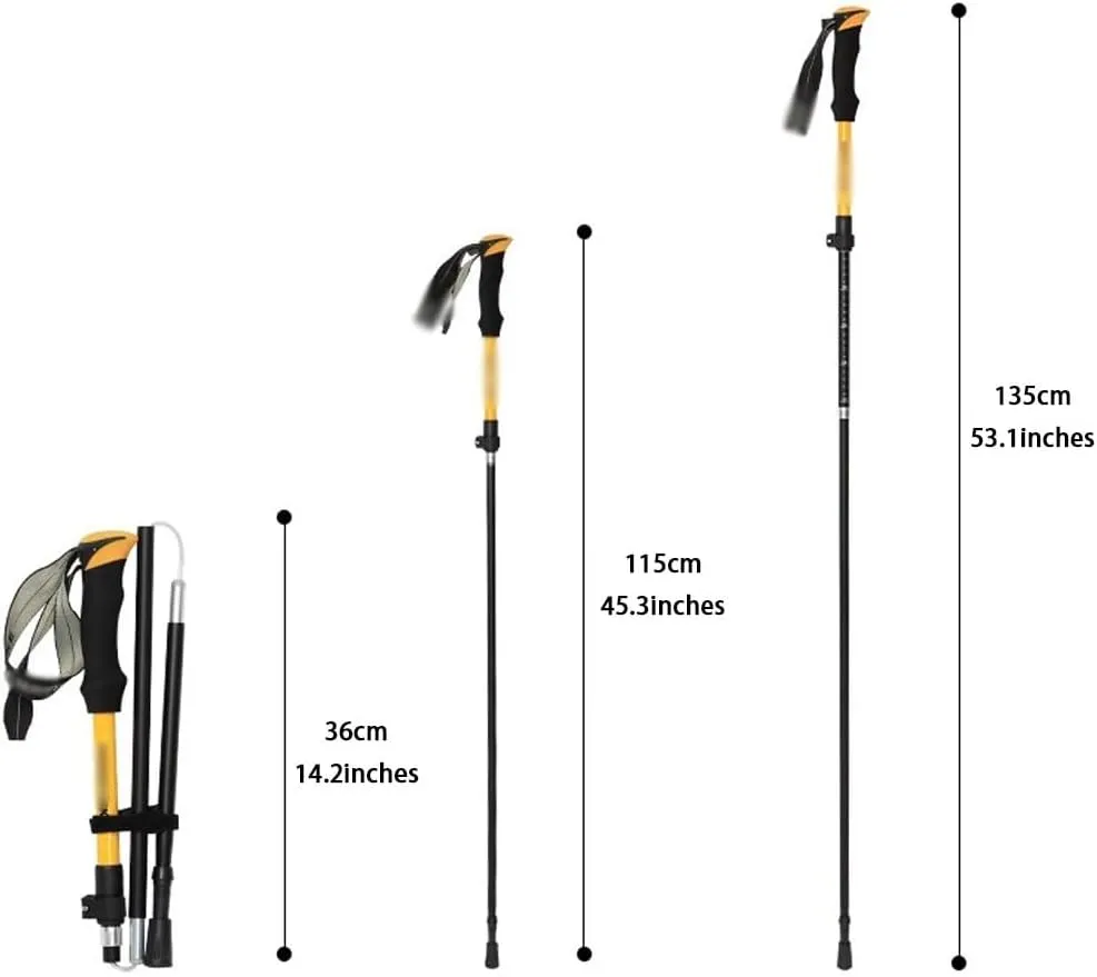 Aluminum Alloy 7075 Trekking Sticks, with Quick Lock System, Telescopic Collapsible Hiking Poles, with EVA Foam Grips