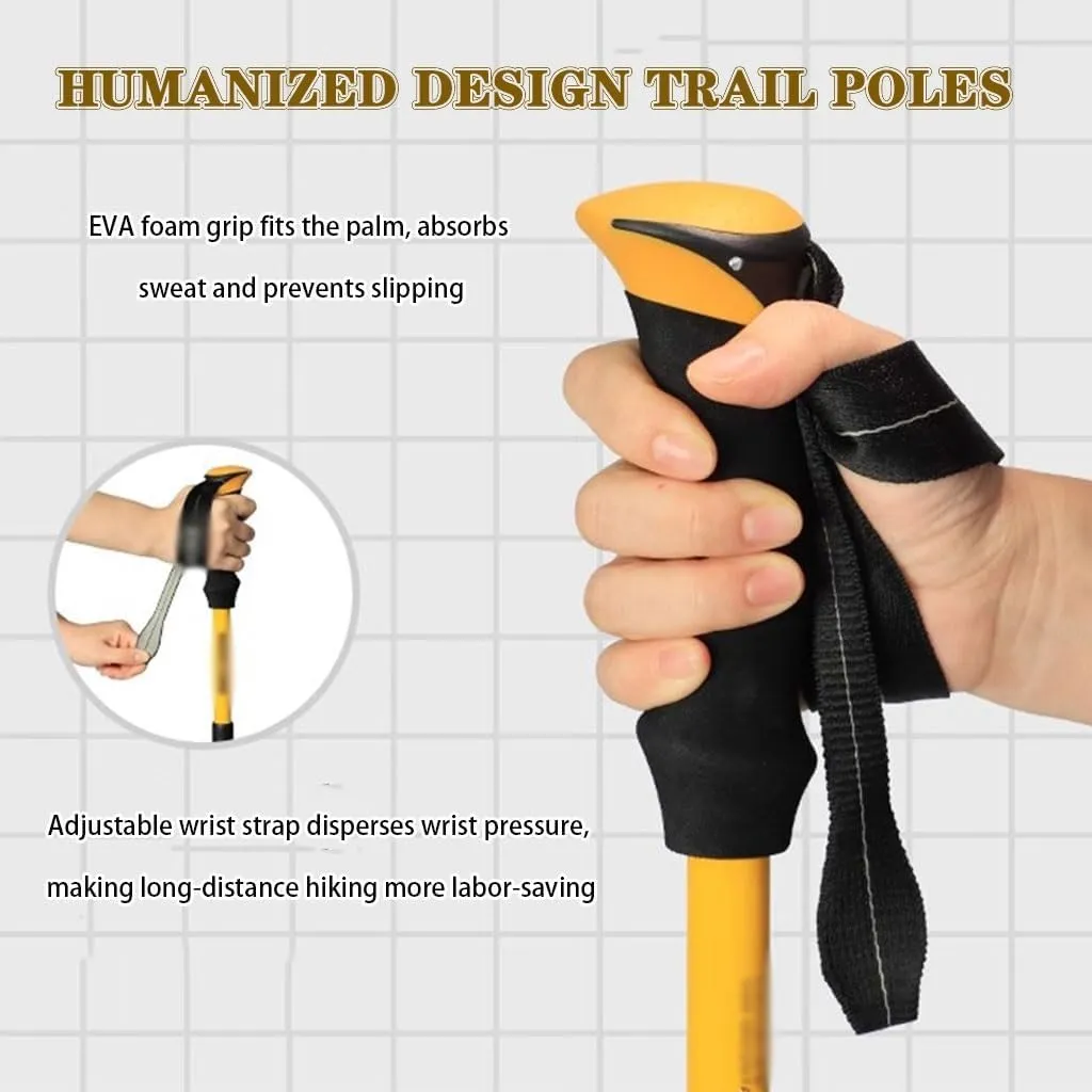 Aluminum Alloy 7075 Trekking Sticks, with Quick Lock System, Telescopic Collapsible Hiking Poles, with EVA Foam Grips