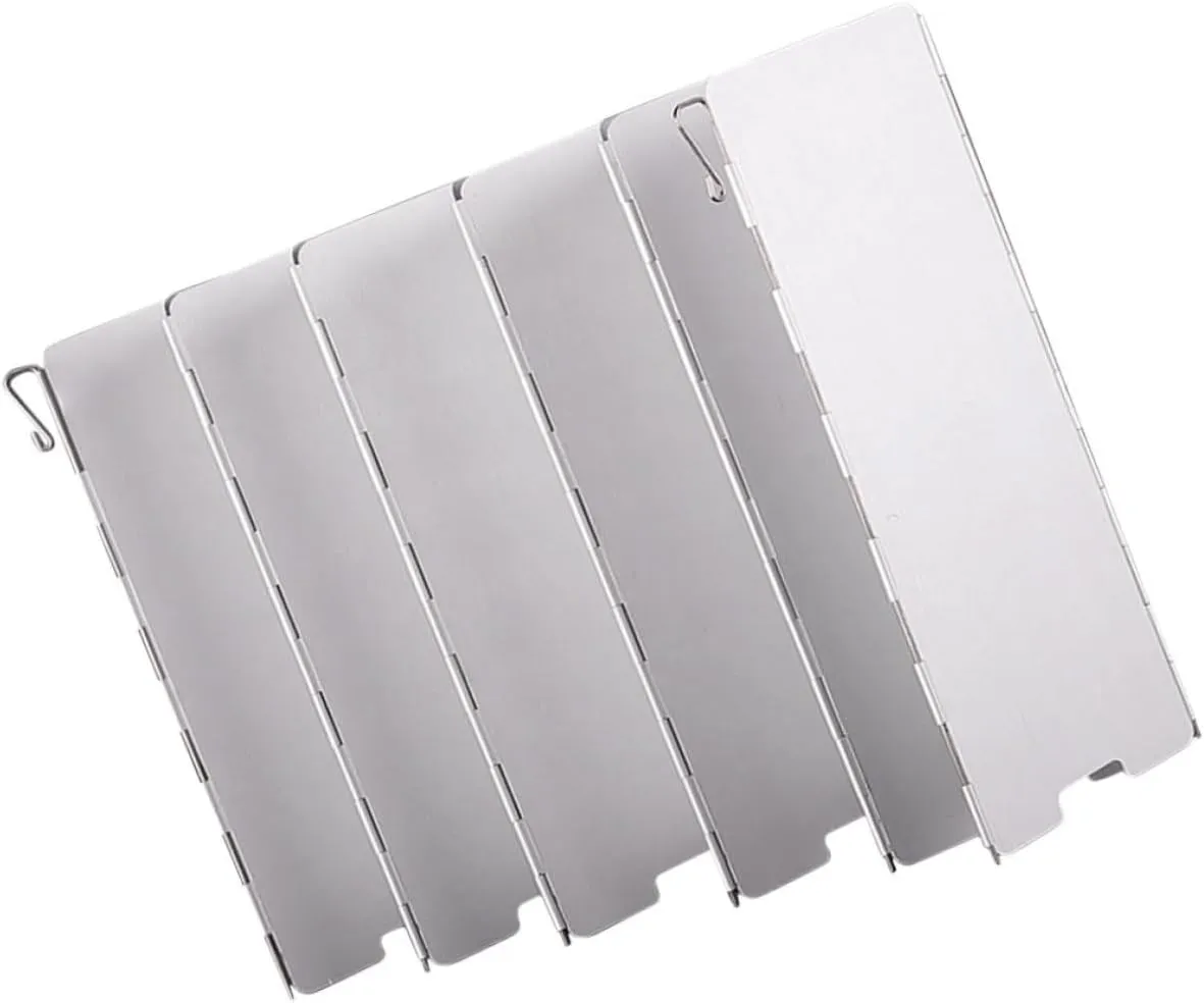 Aluminum Alloy Camping Stove Wind Deflector 12 Plates Folding Windscreen Portable Stove Windscreen Pegs for Wind Protection