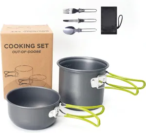 Aluminum Alloy Campingcookware Kit Kit Set Sortchaffable Camptopf for 1-2 People, with a Bowl and a Cutlery Set for Meals