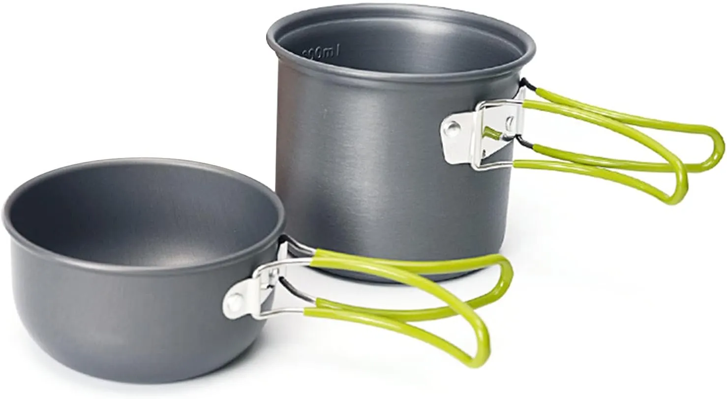 Aluminum Alloy Campingcookware Kit Kit Set Sortchaffable Camptopf for 1-2 People, with a Bowl and a Cutlery Set for Meals