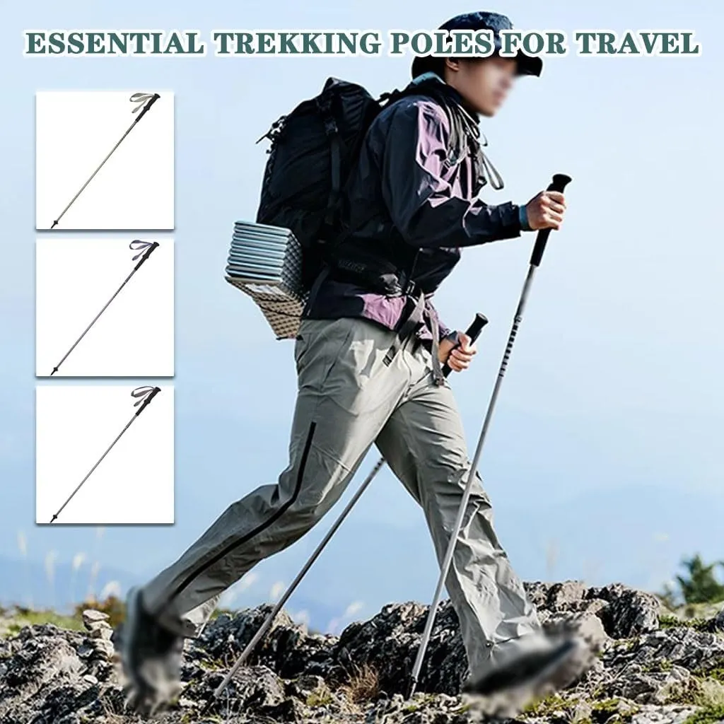 Aluminum Alloy Collapsible Trekking Pole, Walking Sticks with Quick Lock, Comfortable EVA Grip, for Men and Women