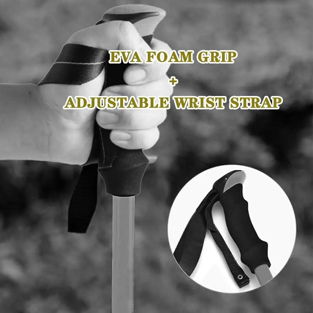 Aluminum Alloy Trekking Poles, Comfort Handle Adjustable Wrist Strap, Collapsible Adjustable Walking Sticks, for Backpacking