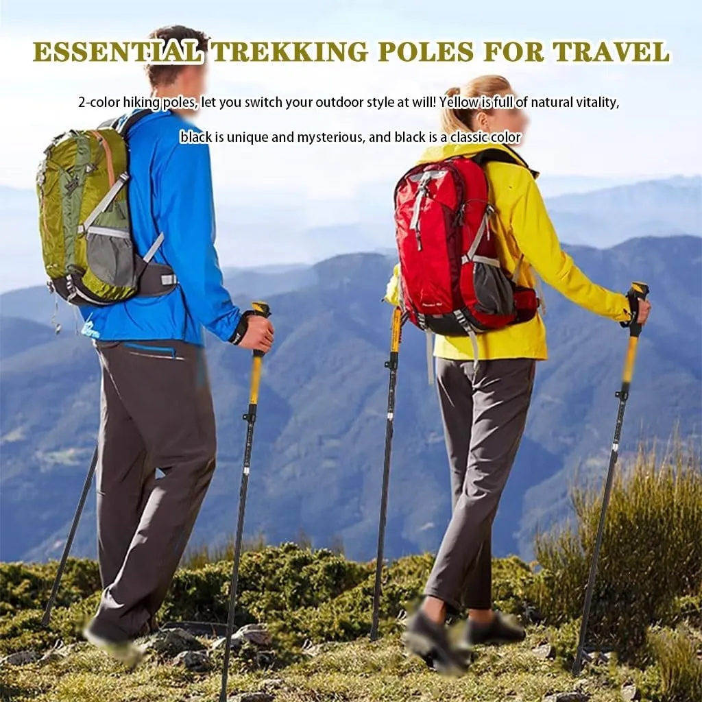 Aluminum Alloy Trekking Poles, Comfort Handle Adjustable Wrist Strap, Collapsible Adjustable Walking Sticks, for Backpacking