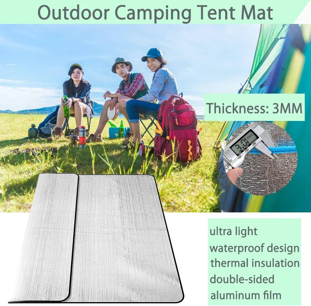Aluminum Foil Camping Mat Foam Foil Waterproof Cushion Foldable Outdoor Sleeping Mattress Insulated Footprint Pad for Camping Foam Pad Insulating Foil Mat with Carrying Bag