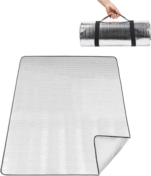 Aluminum Foil Camping Mat Foam Foil Waterproof Cushion Foldable Outdoor Sleeping Mattress Insulated Footprint Pad for Camping Foam Pad Insulating Foil Mat with Carrying Bag