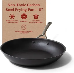 Alva Artist 11" Best-in-Class Carbon Steel Frying Pan, Professional Blue Steel Skillet for Searing, Heats 3x Faster than Cast Iron, PFAS-Free Nonstick - Oven, BBQ & Induction Safe - Lightweight Design