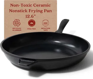 Alva Energy 12.6" Premium Ceramic Nonstick Frying Pan - 100% PFAS/PTFE-Free Non-Toxic - Fast Even Heating - Stay-Cool Handle - Lightweight & Dishwasher & Induction Safe - Recycled Aluminum