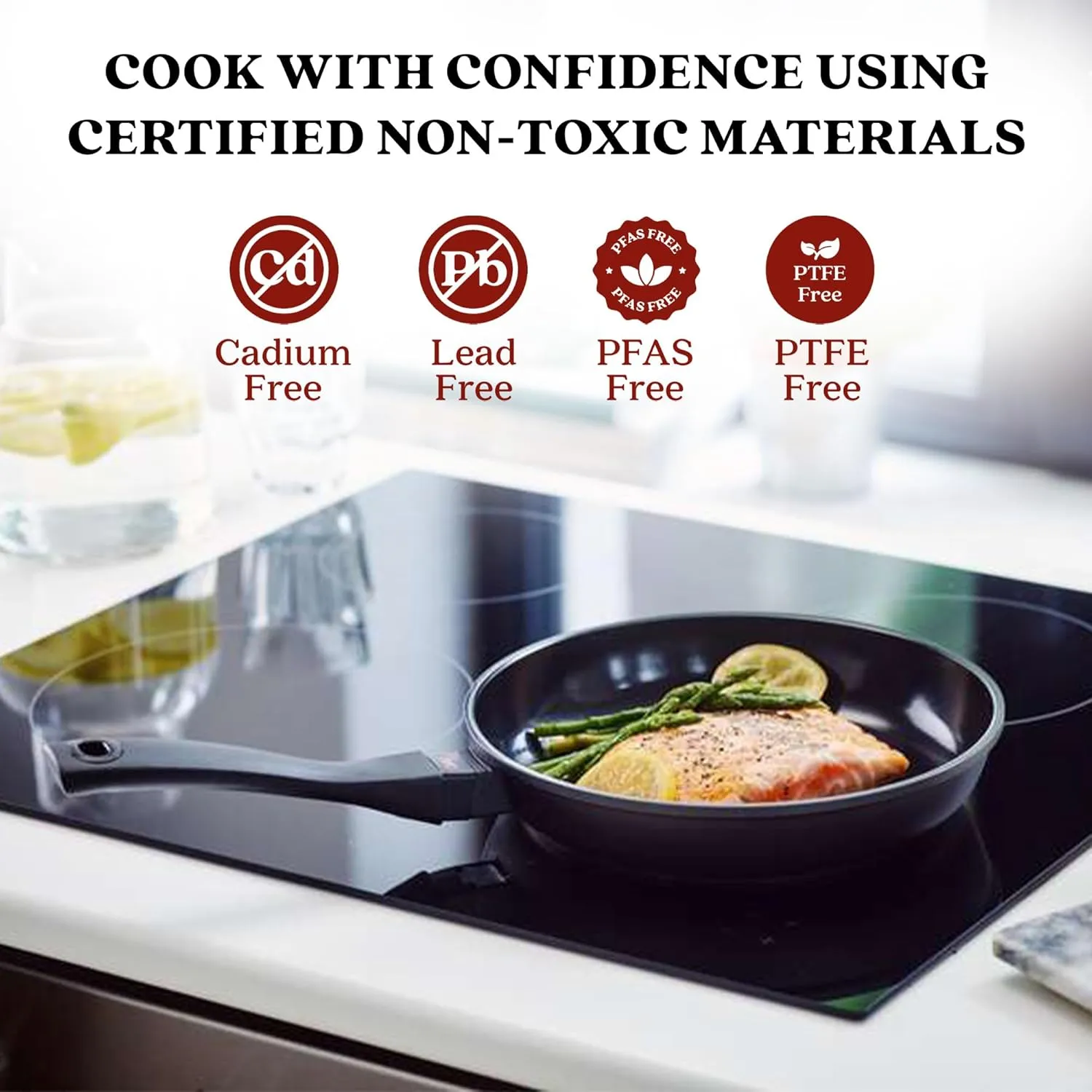 Alva Energy 12.6" Premium Ceramic Nonstick Frying Pan - 100% PFAS/PTFE-Free Non-Toxic - Fast Even Heating - Stay-Cool Handle - Lightweight & Dishwasher & Induction Safe - Recycled Aluminum