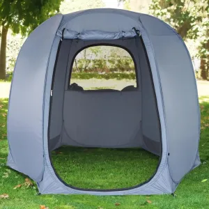 Alvantor Outdoor Camping Tent Canopy - 10' x 10' Hexagon Pop Up Sun Shade with Ventilated Mesh Walls (Gray, Not Waterproof) - All-Season Shelter for Camping, Beach, and Events