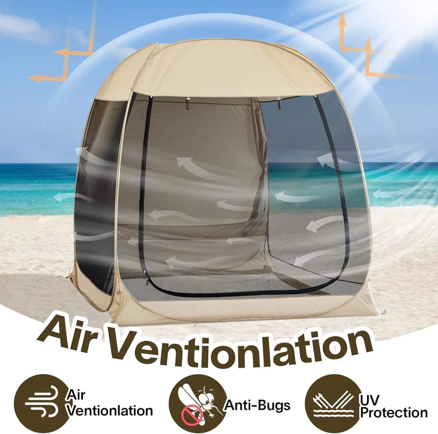 Alvantor Screen House Gazebo, 6-10-15 Person Pop Up Igloo Screened Canopy Tent with Mosquito Netting Sides, Instant UV Resistant Sun Shelter for Garden, Patio, Backyard