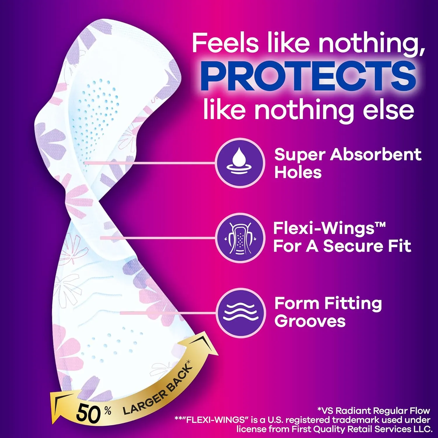 Always Radiant Feminine Pads for Women, Flexfoam Pads with Wings, Size 4, Overnight Absorbency, Lightly Scented, 60 Count (Packaging May Vary)